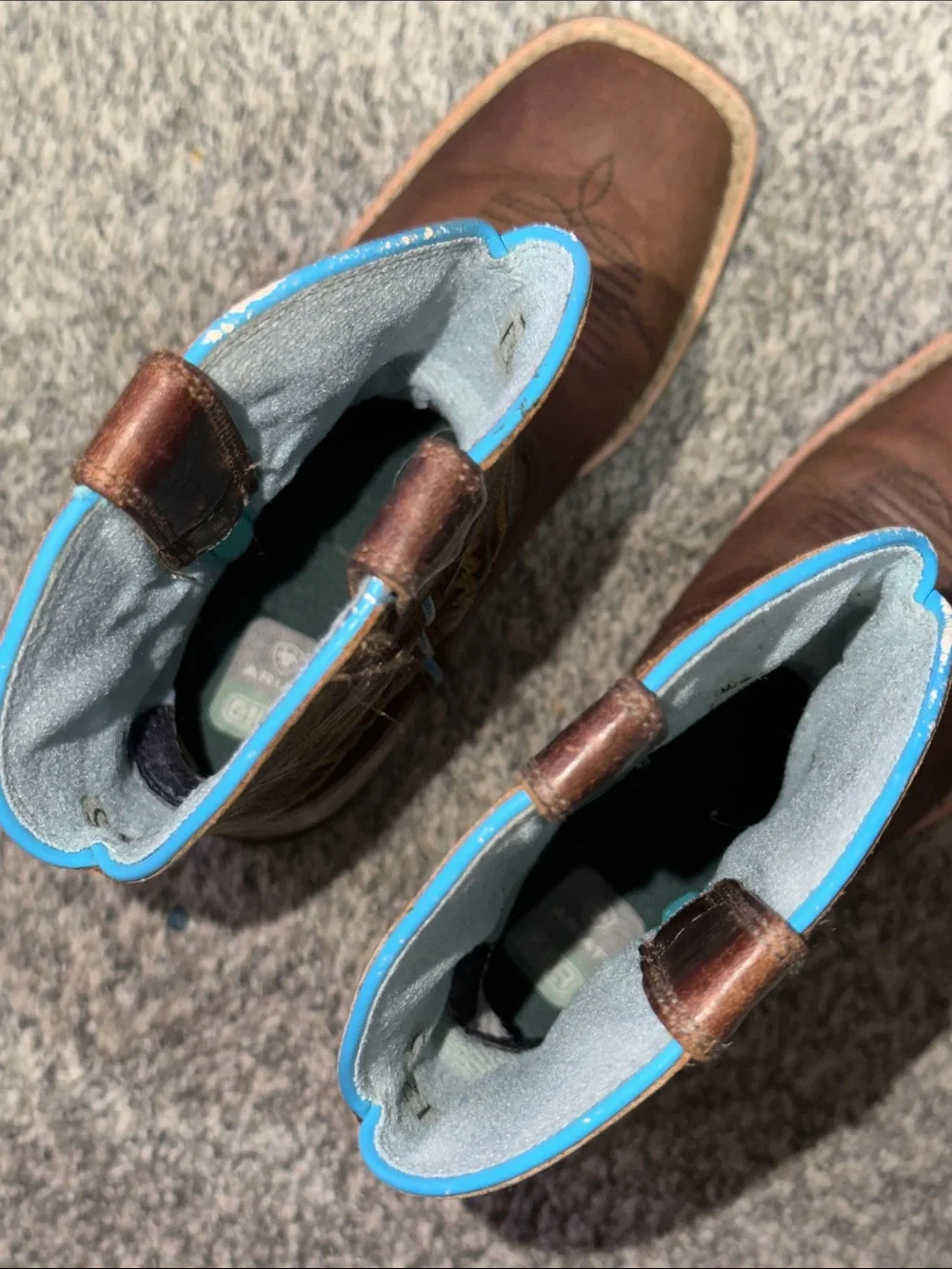 ARIAT Children’s Chute Boss Brown Leather Square toe Cowboy Boots Size US 12.5